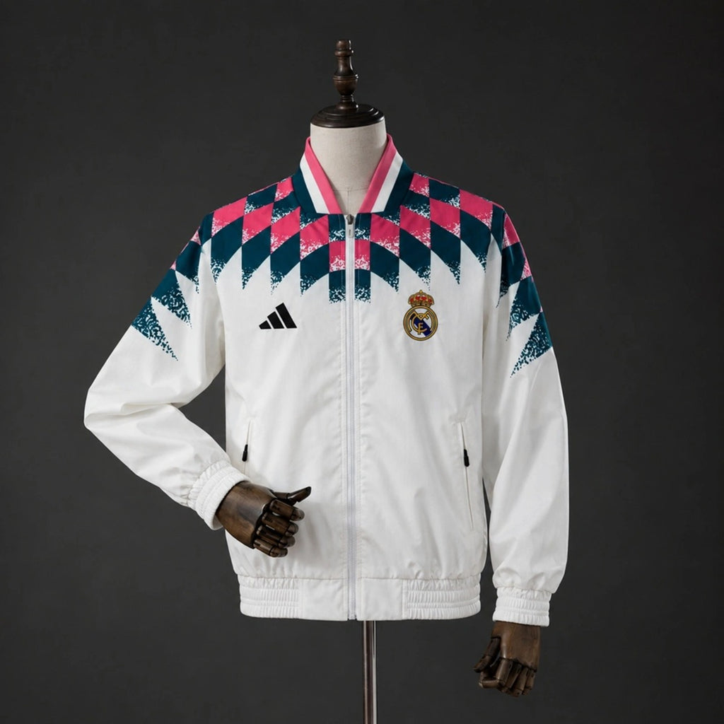 Real Madrid White, Green, And Pink Windbreaker
