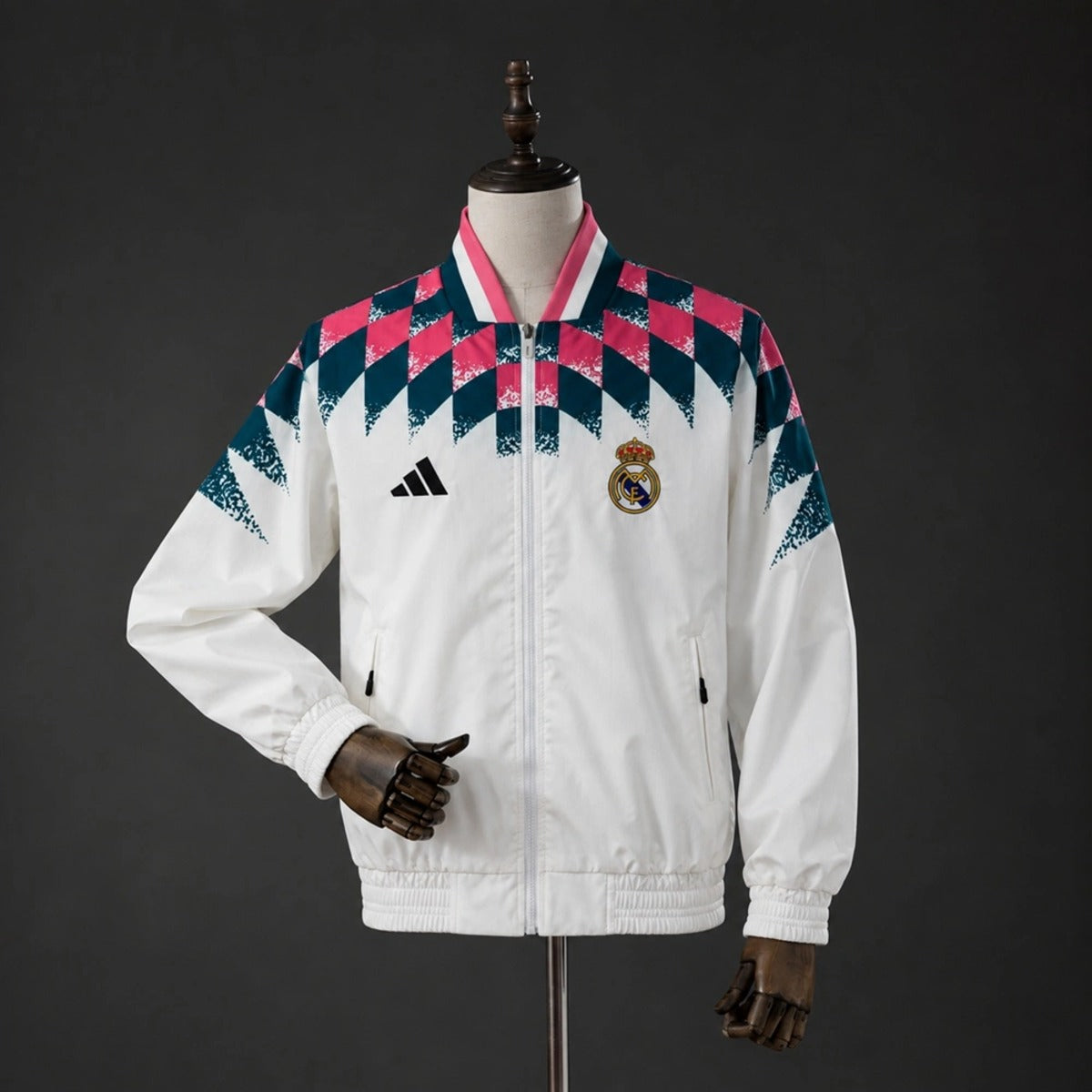 Real Madrid White, Green, And Pink Windbreaker